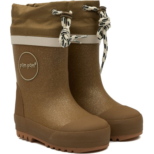 bottes de pluie POM POM BOOTS THERMO Doré Bottes de Pluie Chaude