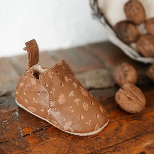 chausson 18/19 EZPZ easy peasy My Blu Feuilles Marron chaussons cuir 3608926177690