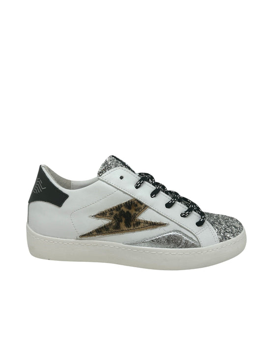 Sneakers/Baskets adulte SMR Semerdjian LARRY Blanc Argent Léopard Sneakers Baskets adulte