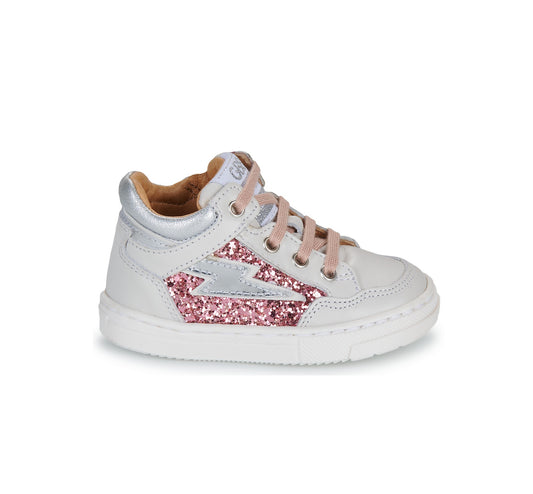 GBB DALILA Blanc Paillettes Rose Chaussures Hautes Bottillons
