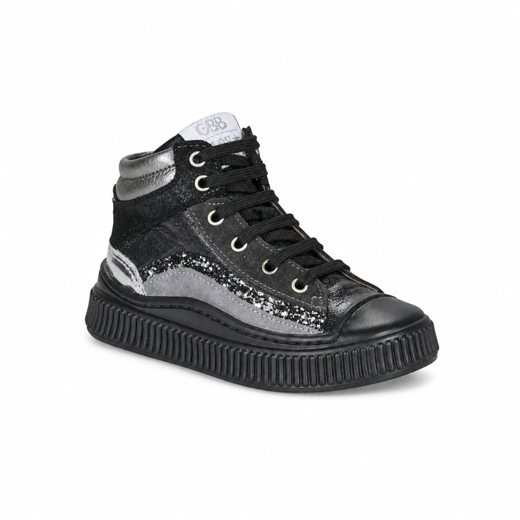 GBB AZIZA Noir Argent Baskets Chaussures Hautes