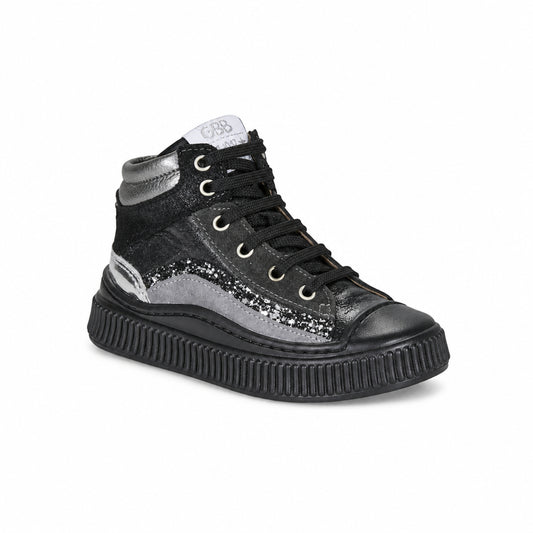 GBB AZIZA Noir Argent Baskets Chaussures Hautes