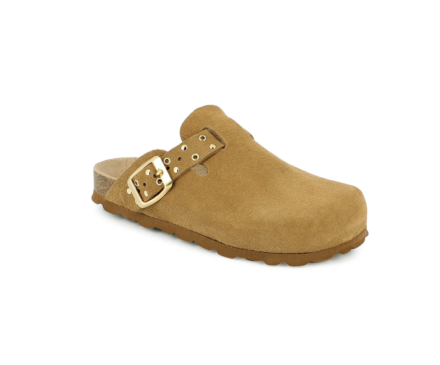 BELLAMY CLIC Velours Camel Mules Sabots Sandales