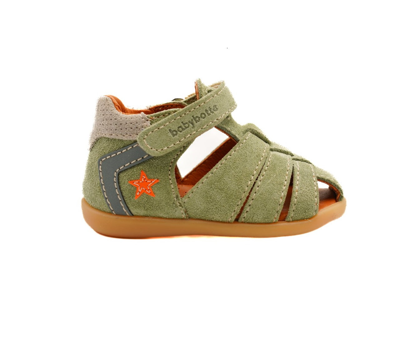 BABYBOTTE GIULIO Vert sandales nu pieds