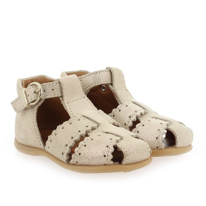 BELLAMY DANUBE Beige Paillettes Sandales Nu Pieds