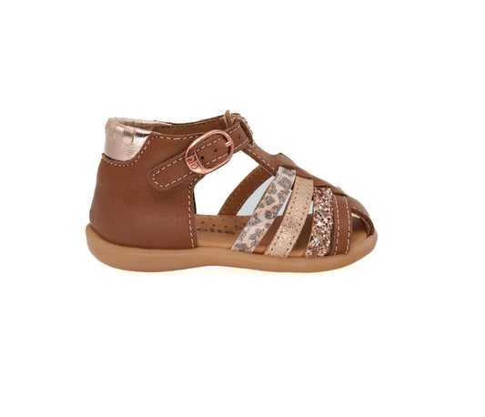 BABYBOTTE GUPPY Camel sandales nu pieds