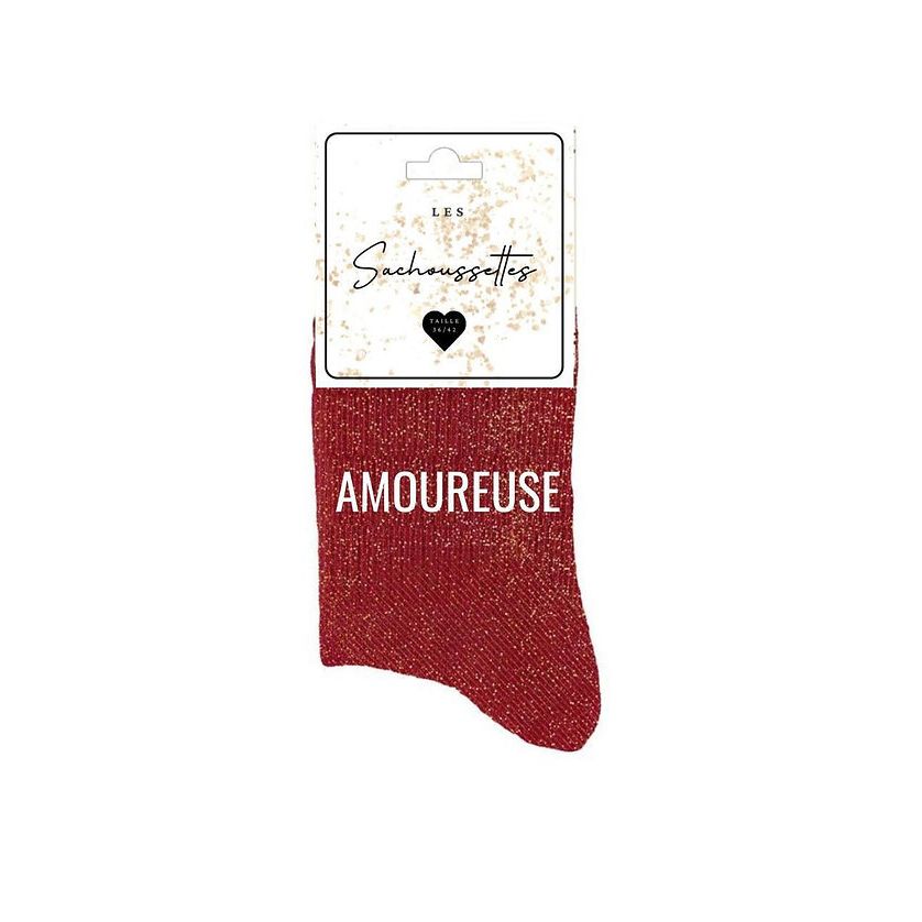 SACHOUSSETTES AMOUREUSE Rouge chaussettes à paillettes