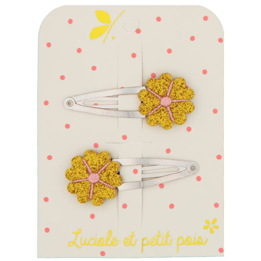 accessoires Barrettes bouton d'or (paire) F_140