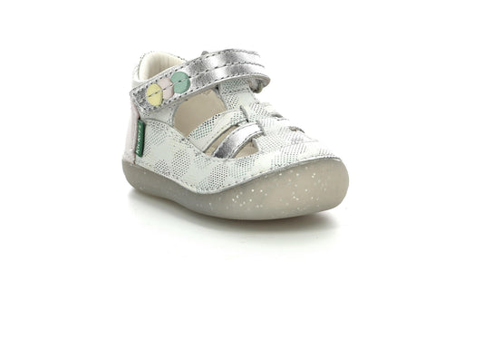 Babies/Salomés 21 KICKERS SUSHY blanc/rose prémarche premiers pas salomés 3616425158461