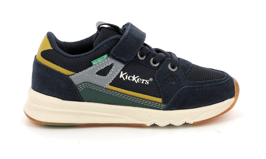 Sneakers/Baskets adulte KICKERS KIFUJIN Bleu vert jaune Chaussures Basses Sneakers