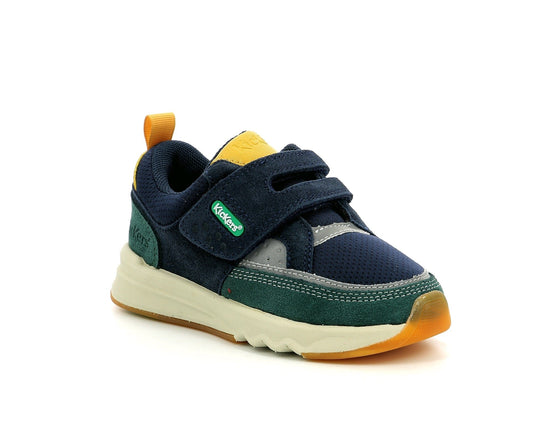 Chaussures Basses/Baskets/Sneakers 34 KICKERS KIKUSTOM Marine Vert Jaune sneakers 3616428353429