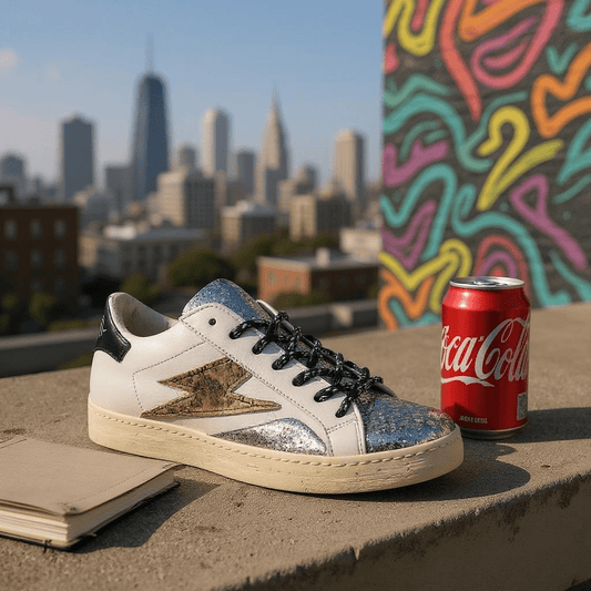 Sneakers/Baskets adulte SMR Semerdjian LARRY Blanc Argent Léopard Sneakers Baskets adulte