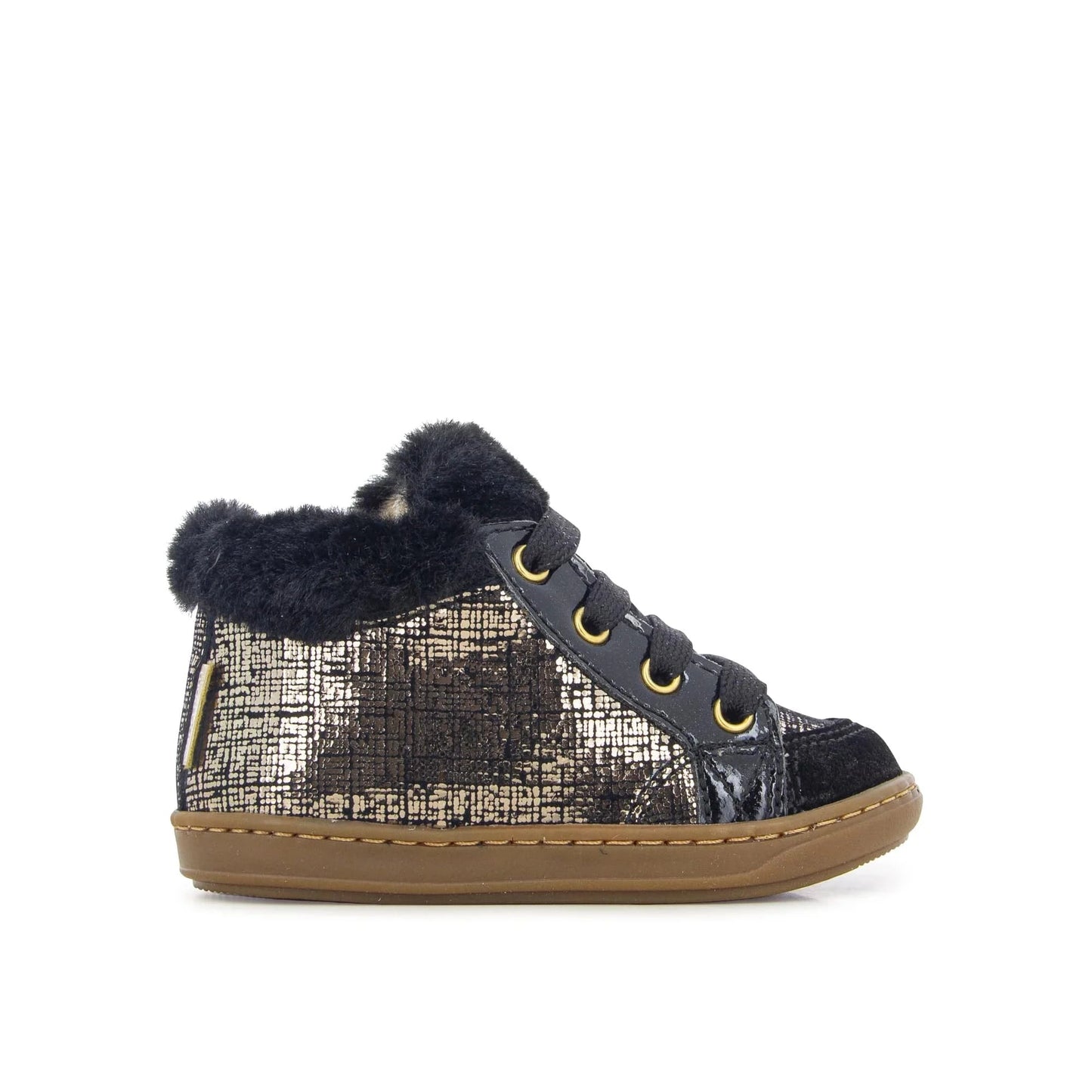 Chaussures Basses/Baskets/Sneakers SHOO POM BOUBA ZIP Hair Noir doré bottillons