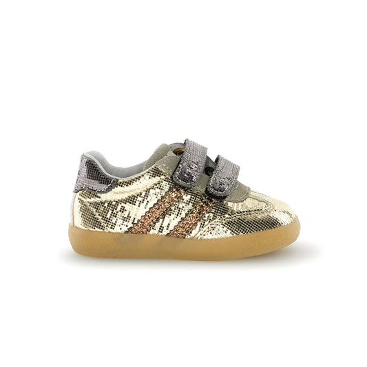 FALCOTTO VIMBY VL Mettallic craked Platinum Brown Chaussures Basses Baskets
