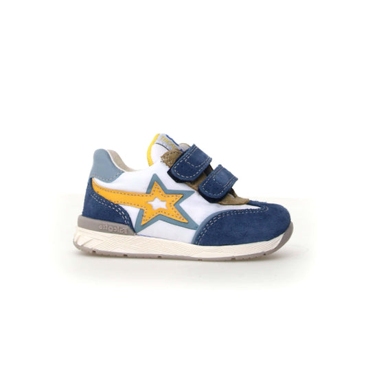 Chaussures Basses/Baskets/Sneakers FALCOTTO NEW FERDI Azur Blanc Jaune Baskets Cuir