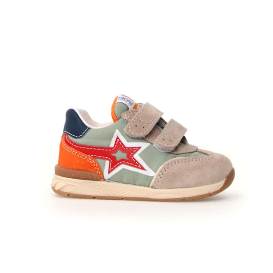 FALCOTTO NEW FERDI Beige Orange Baskets Cuir et nylon
