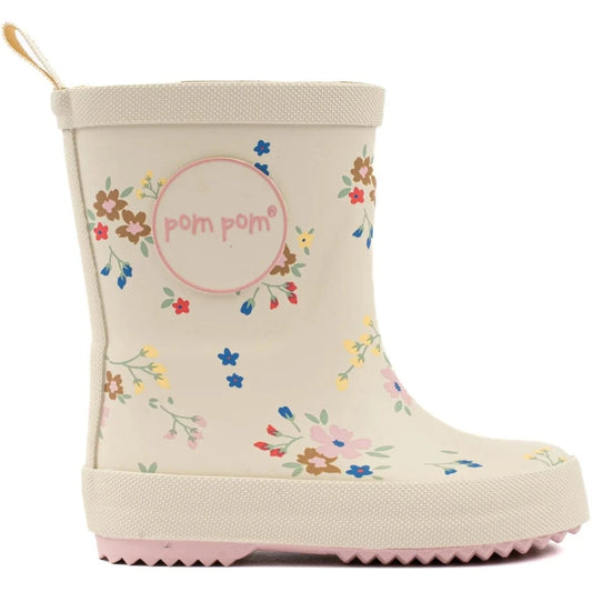 bottes de pluie POM POM FLOWER Beige Bottes de Pluie