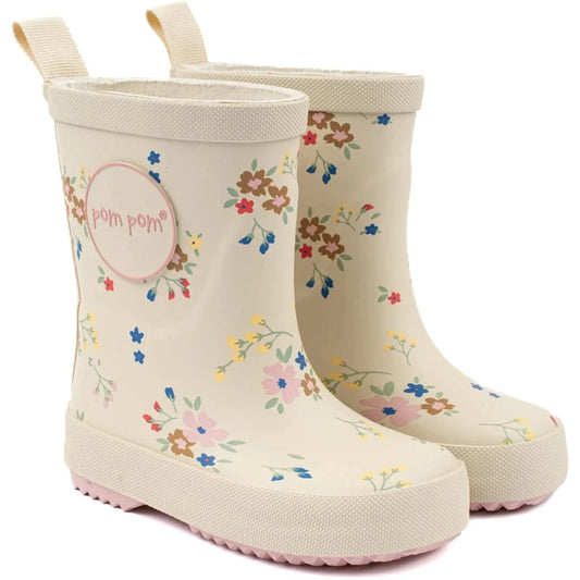 bottes de pluie POM POM FLOWER Beige Bottes de Pluie