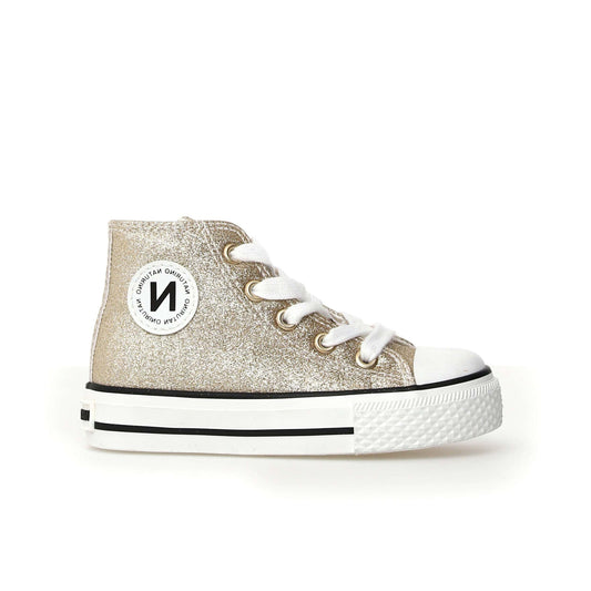 Toiles/Espadrilles NATURINO YLFAS Glitter Platinium Tennis Haut