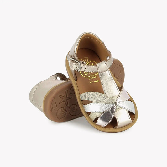 POM D'API POPPY OTO Oro pala platino sandales/nu-pieds