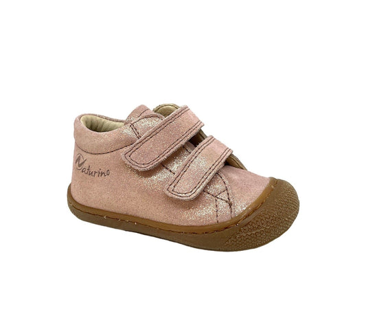 Pré marche NATURINO COCOON velcro suede glitter rose botillons