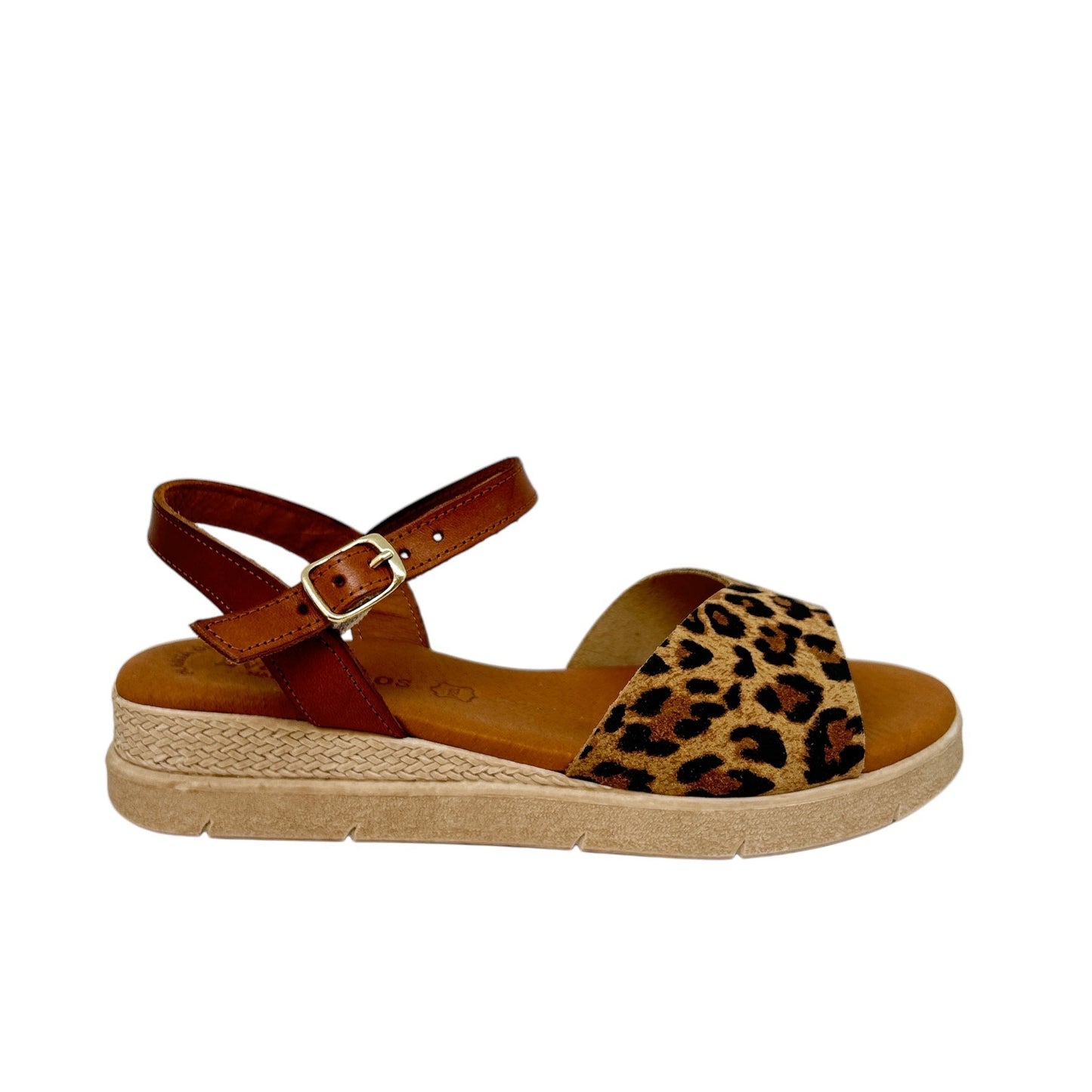 EVA FRUTOS 5237 Camel Léopard Sandales Nu pieds