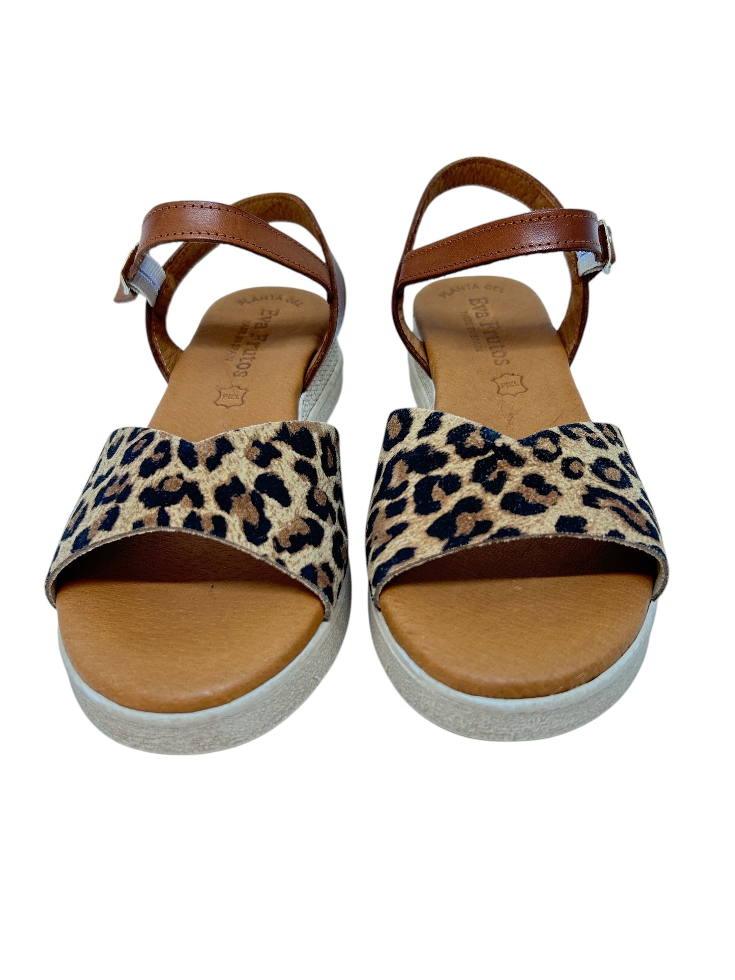 EVA FRUTOS 5237 Camel Léopard Sandales Nu pieds