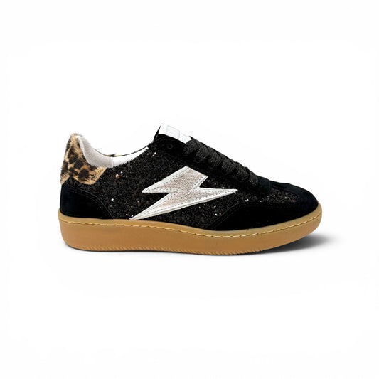 SMR Semerdjian LEE Glitter Black Léopard Sneakers Baskets adulte