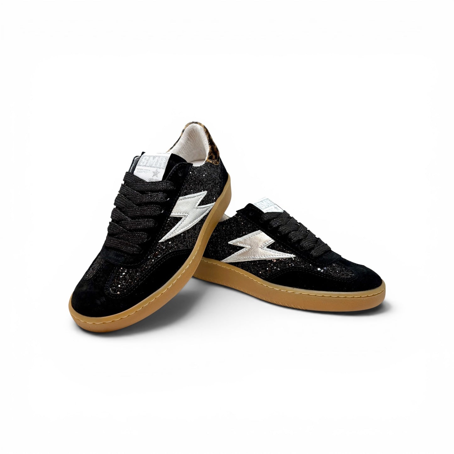 SMR Semerdjian LEE Glitter Black Léopard Sneakers Baskets adulte