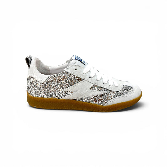 SMR Semerdjian KAYLA Glitter Platinum Silver Sneakers Baskets adulte