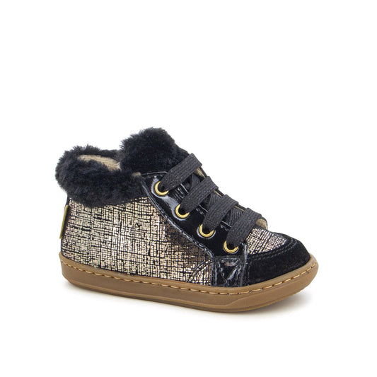 Chaussures Basses/Baskets/Sneakers SHOO POM BOUBA ZIP Hair Noir doré bottillons