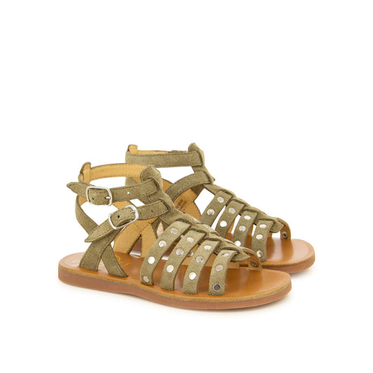 Sandales / Nu Pieds 32 POM D'API PLAGETTE STUD Kaki Sandales Nu Pieds 3663890482430