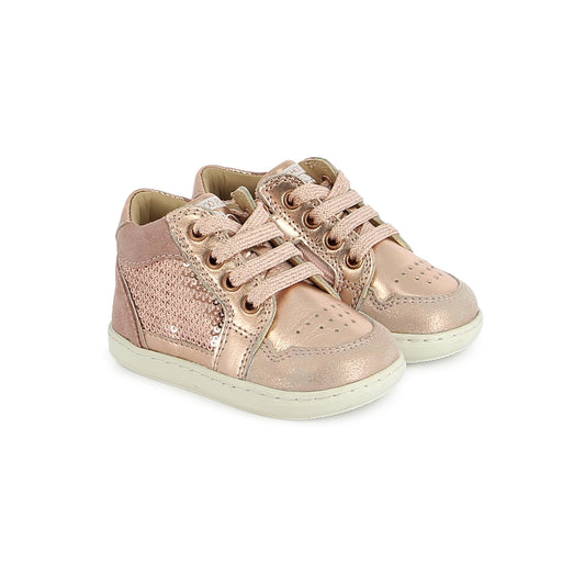 Bottillons bébé fille Shoo Pom Bouba Bibi Laminato Sequin rose poudré