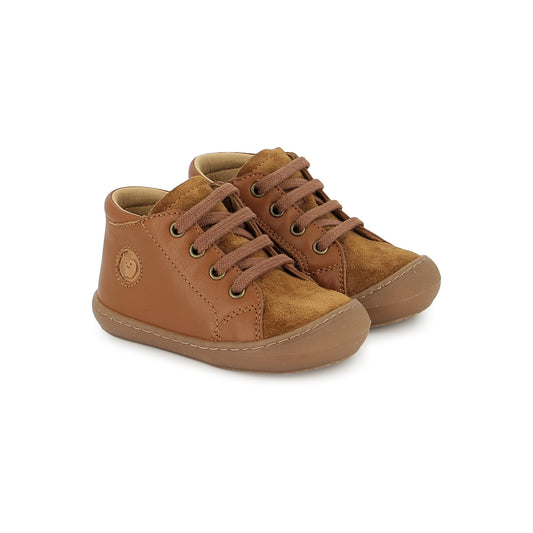SHOO POM GIZMO ZIP LACE Nappa Camel bottillons