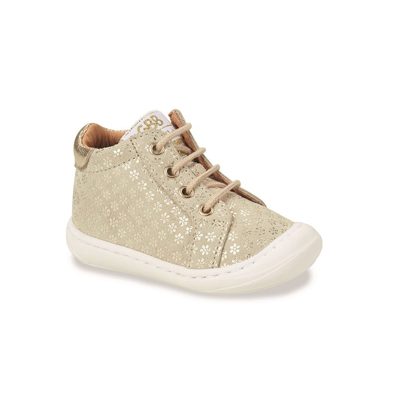 GBB LANINOU Beige Fleurs Chaussures Hautes flex premiers pas