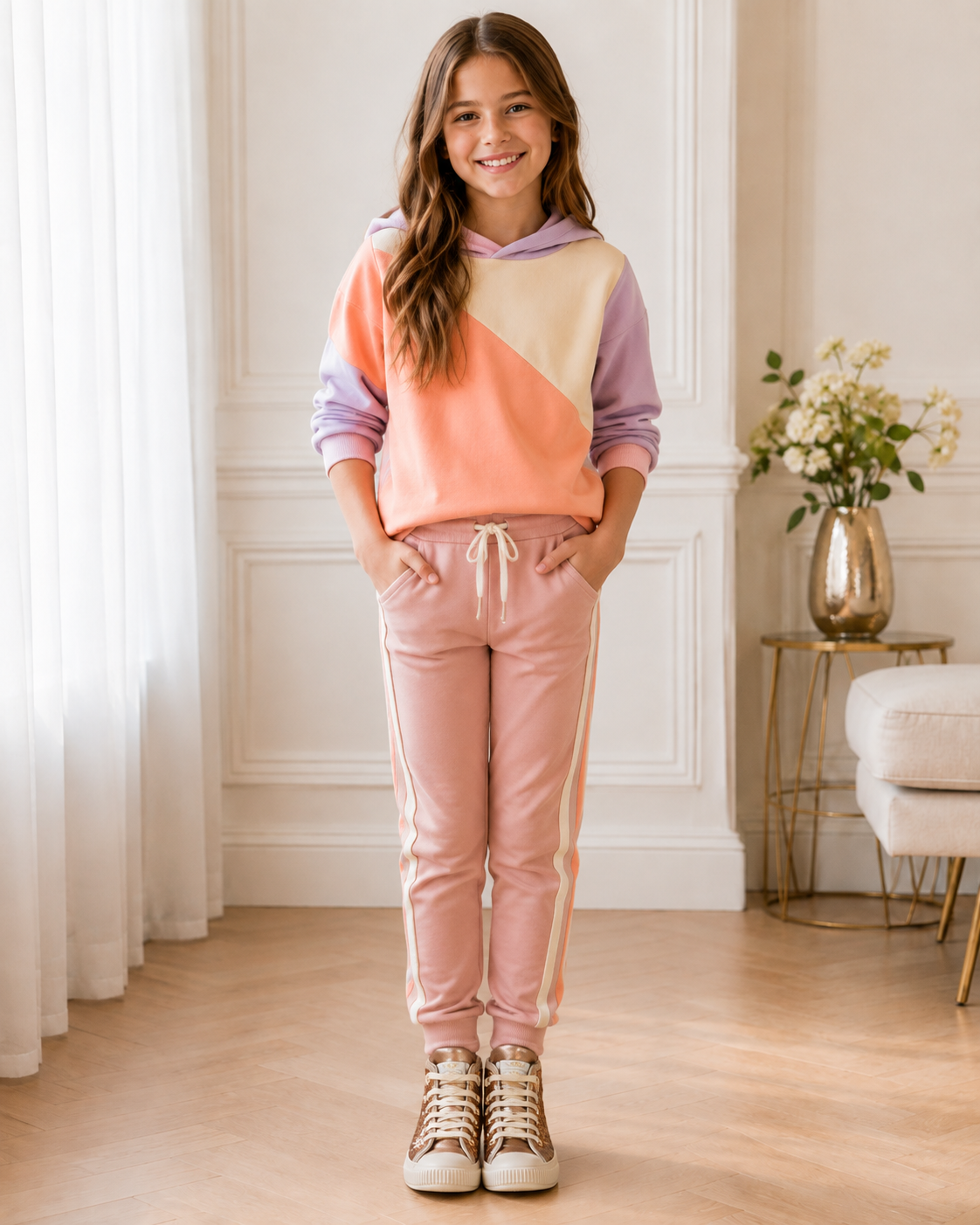 GBB ANISA Sequins Cuivre Chaussures Baskets Hautes