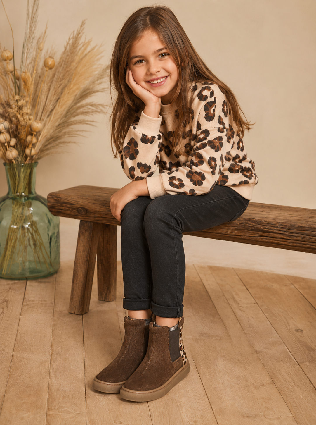 GBB ASA Chocolat Léopard Bottines