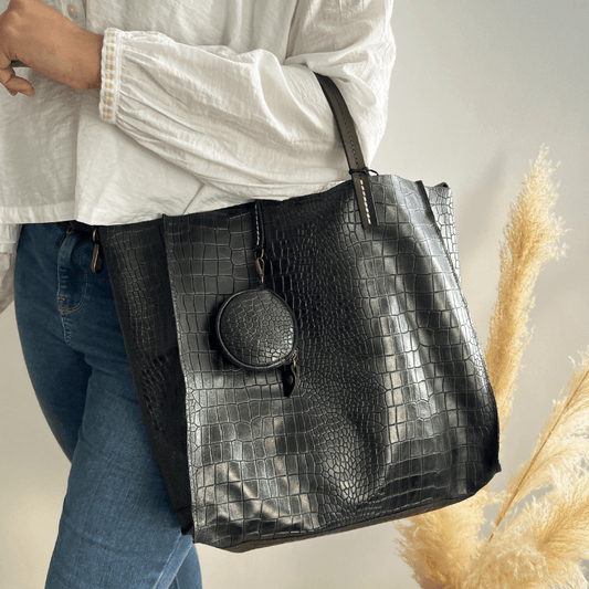 accessoires Sac Mini Cabas Noir Croco Zoella D2601