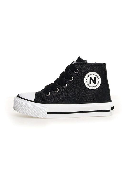 Toiles/Espadrilles NATURINO YLFAS Glitter Black Tennis Haut