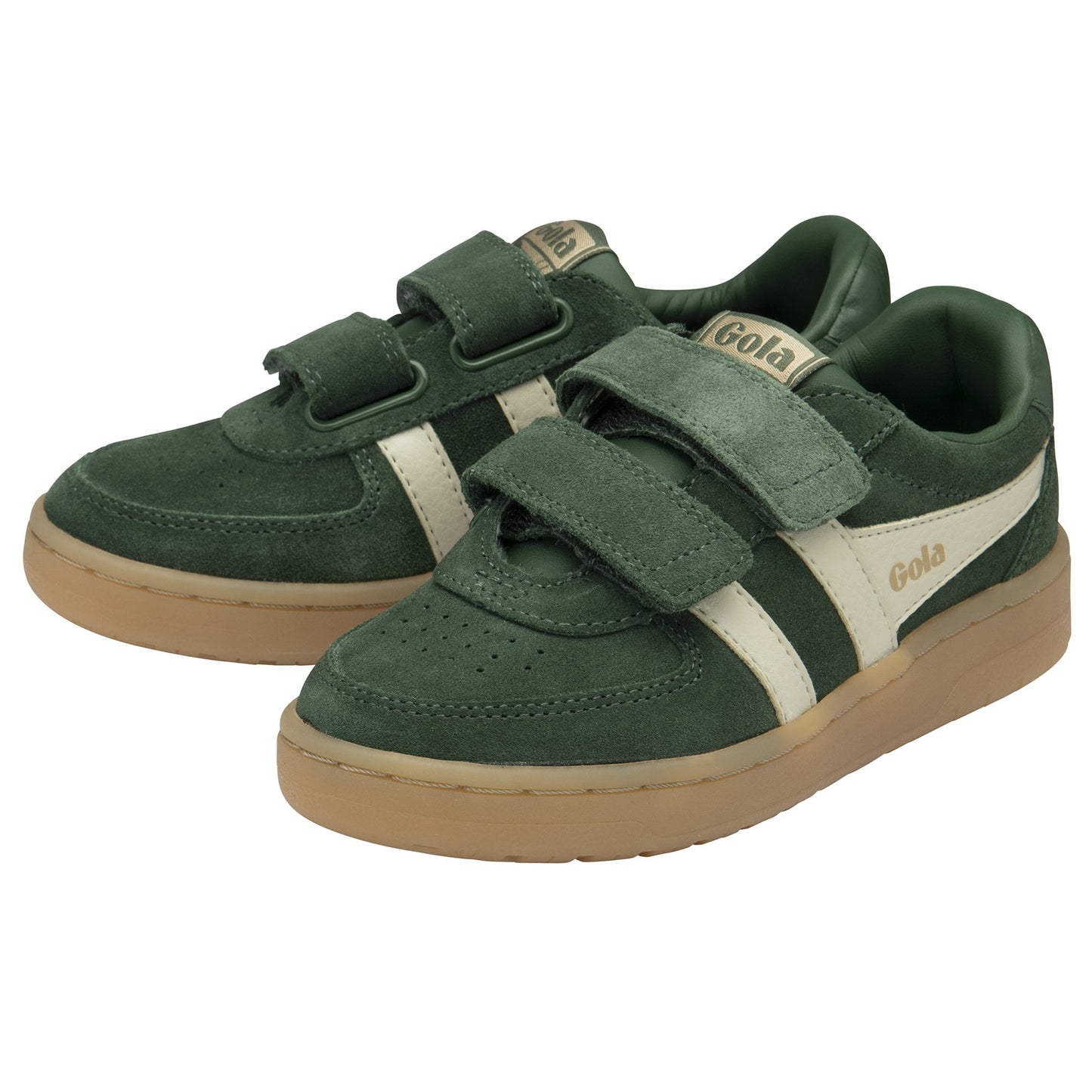 GOLA HAWK STRAP SUEDE Vert Blanc Gum basket sneakers