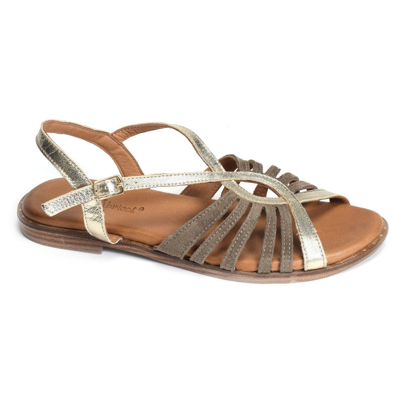 COCO ET ABRICOT MILLERY Kaki Platine Sandales Nu-Pieds