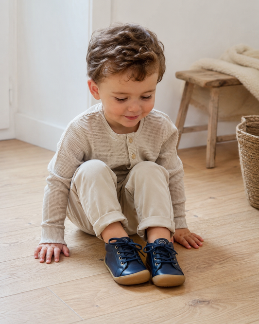 SHOO POM PLUM LACE sauvage Navy Bottillons premier pas barefoot