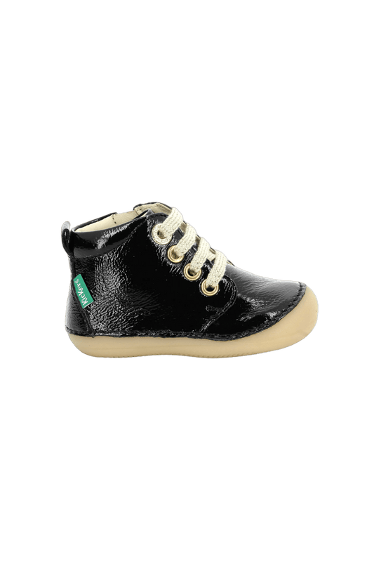Pré marche KICKERS SONIZIP Noir Vernis botillons Premiers pas