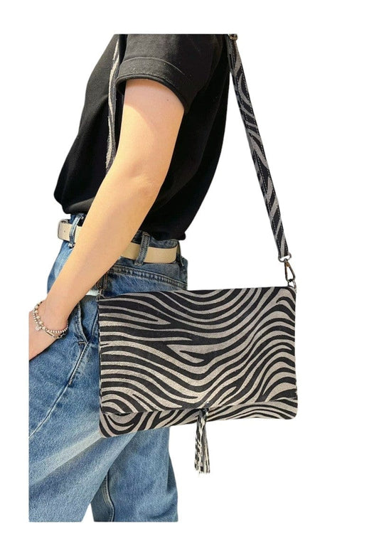 accessoires gris Sac Porté Epaule ZEBRYNE Zebre en daim 15526922