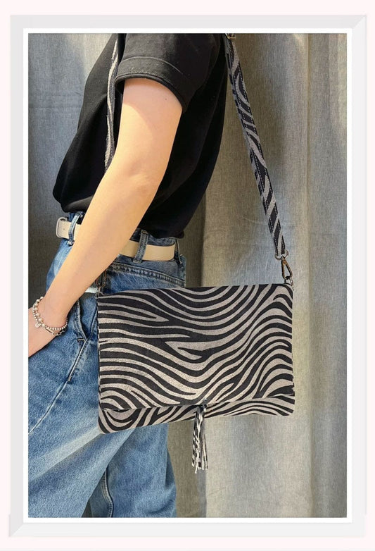 accessoires gris Sac Porté Epaule ZEBRYNE Zebre en daim 15526922