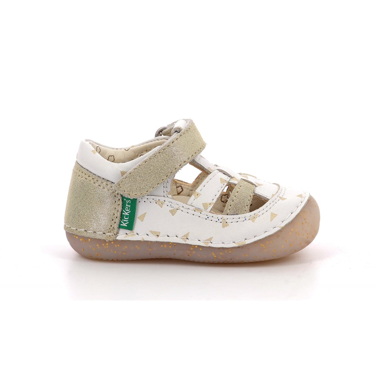 Babies/Salomés KICKERS SUSHY blanc or prémarche premiers pas salomés