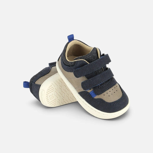 SHOO POM TOOTIES EASY Navy Beige Baskets premier pas barefoot