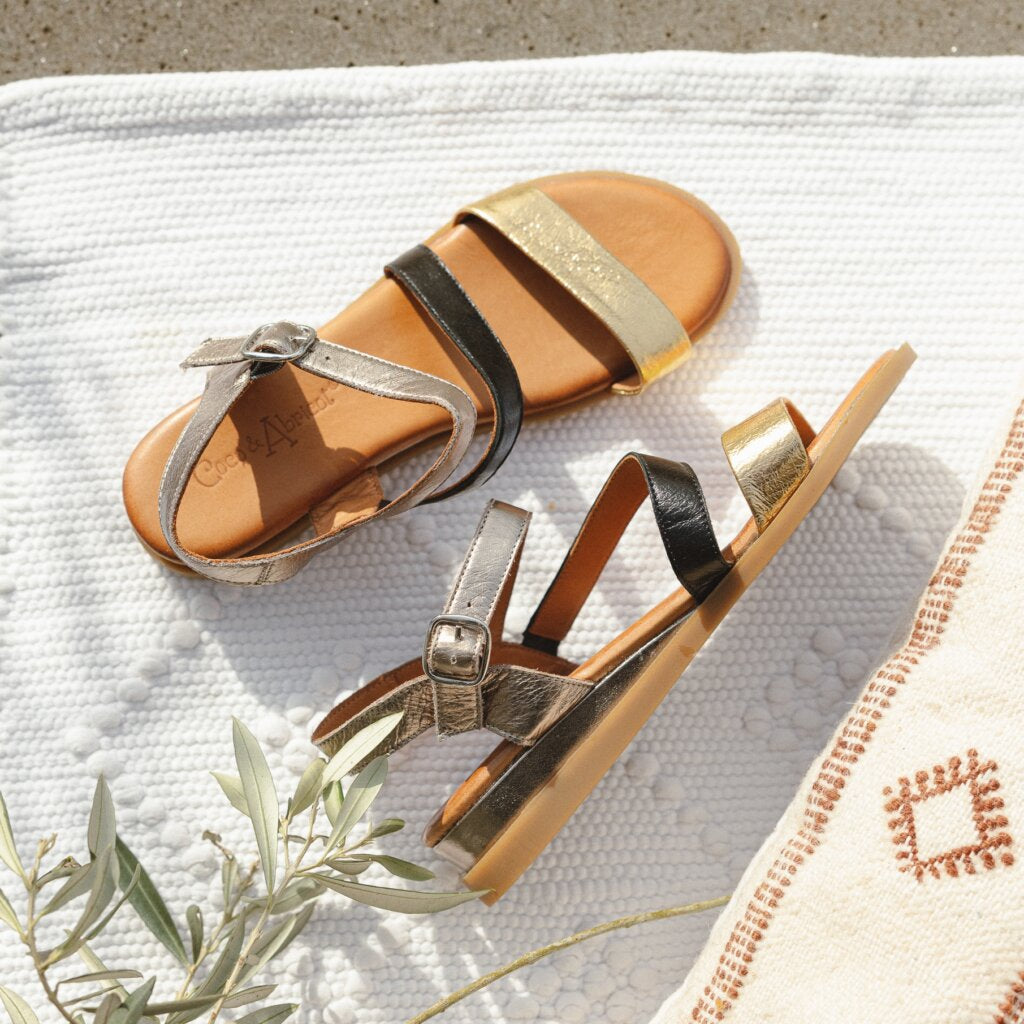 COCO ET ABRICOT MAGOAR Champagne Noir Sandales Nu Pieds