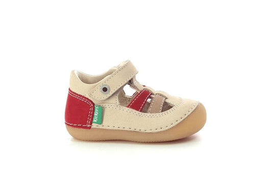 Babies/Salomés 21 KICKERS SUSHY beige rouge prémarche premiers pas salomés 3612887988387
