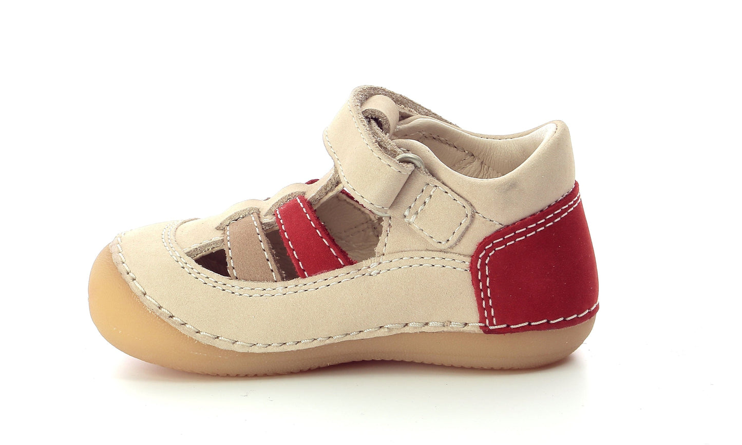 Babies/Salomés 21 KICKERS SUSHY beige rouge prémarche premiers pas salomés 3612887988387